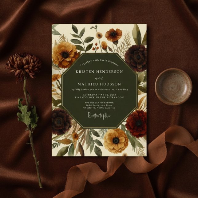 Sienna Autumn Floral Romance Wedding Invitation (Creator Uploaded)