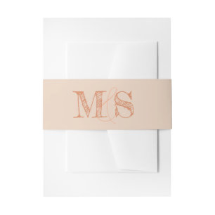 Sienna Beige Monogram Bride Groom Initials Wedding Invitation Belly Band