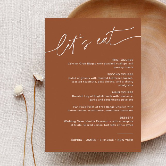 SIENNA Bohemian Wedding Dinner Menu 5x7 Invitation (Creator Uploaded)