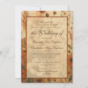 Sienna Boho Chic Wildflowers Formal Wedding Invitation