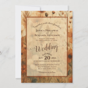 Sienna Boho Floral Calligraphy & QR Code Wedding Invitation