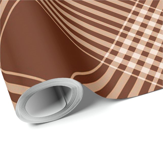 Sienna Brown And White Plaid Wrapping Paper (Roll Corner)
