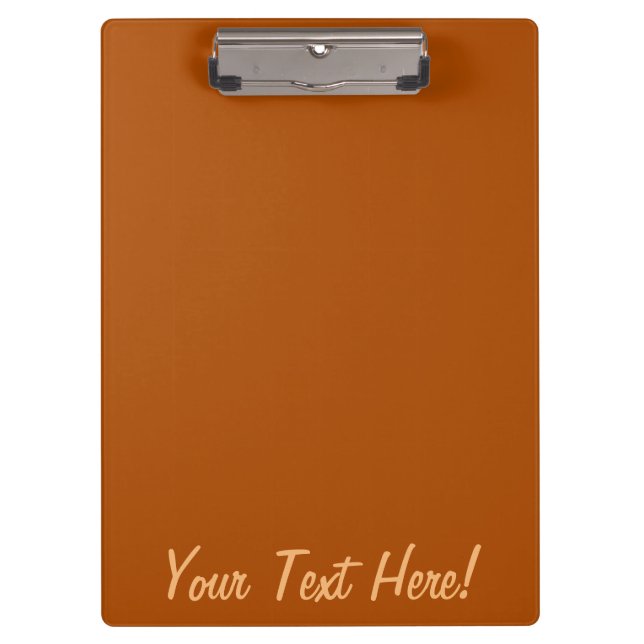 Sienna brown colour decor ready to customise clipboard (Front)