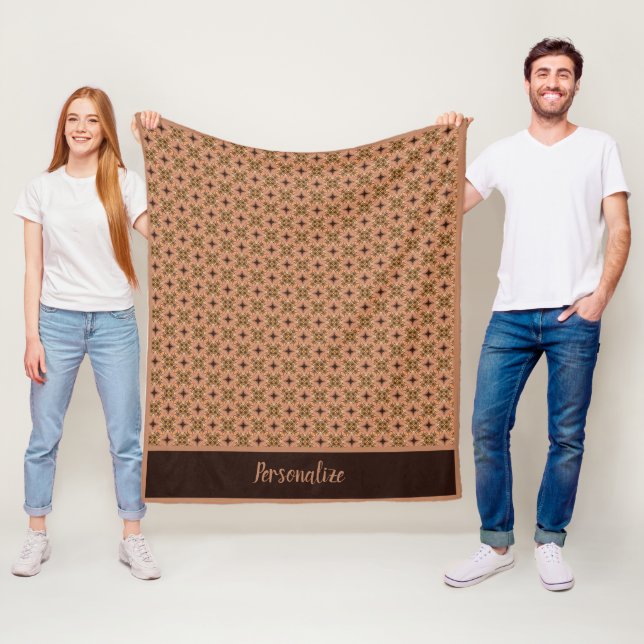Sienna & Brown Modern Pattern Design Personalise Fleece Blanket (In Situ)