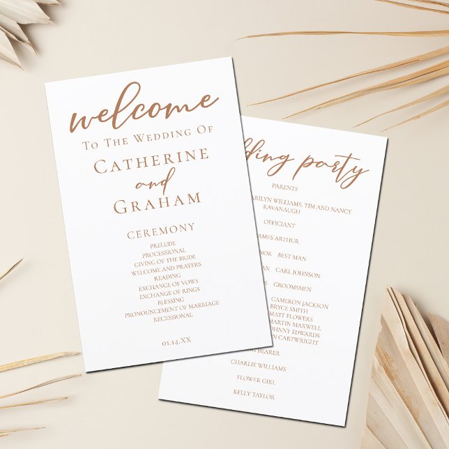 Sienna Brown Script Custom Fall Wedding Program (Creator Uploaded)