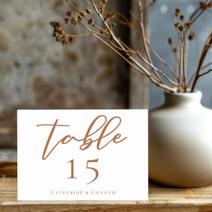Sienna Brown Script Custom Wedding Horizontal Table Number