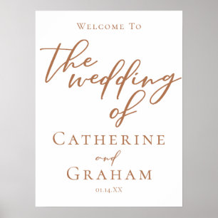 Sienna Brown Script Custom Welcome to Our Wedding Poster