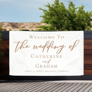 Sienna Brown Script Minimalist Custom Wedding Banner