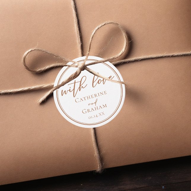 Sienna Brown Script Minimalist Custom Wedding Favour Tags (Creator Uploaded)