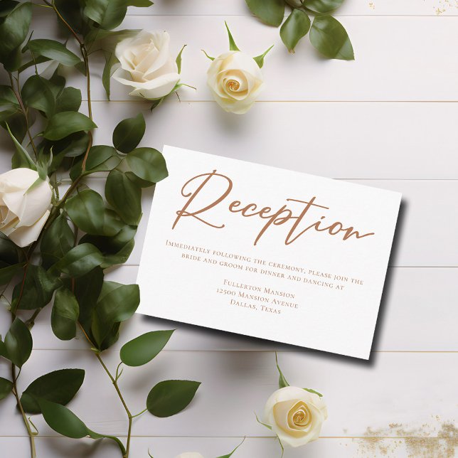 Sienna Brown Script Wedding Reception Enclosure Card (Creator Uploaded)