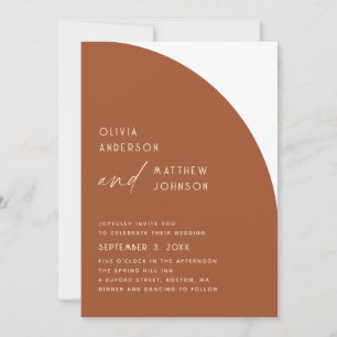 Sienna Fall Modern Wedding. Warm Terracotta Desert Invitation