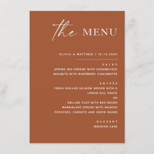 Sienna Fall Wedding   Warm Terracotta Brown Desert Menu