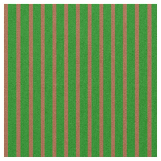 Sienna & Green Coloured Striped Pattern Fabric (Close Up)