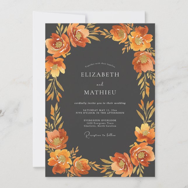 Sienna Moody Autumnal Wedding Invitation (Front)