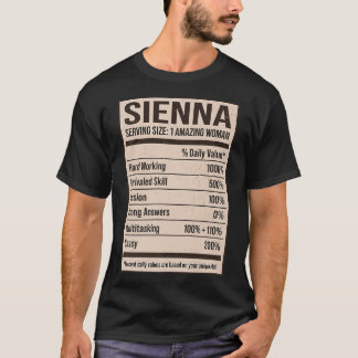 Sienna Nutrition Facts Name Nickname Alias Title F T-Shirt