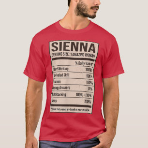 Sienna Nutrition Facts Name Nickname Alias Title F T-Shirt