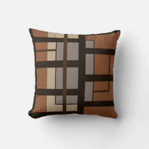 Sienna Orange & Brown Artistic Geometric Design Cushion