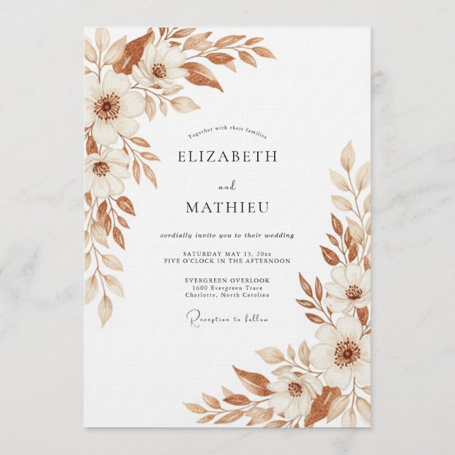 Sienna Painterly Flourish Wedding Invitation (Front)