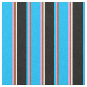 Sienna, Plum, Deep Sky Blue, Black & White Coloure Fabric