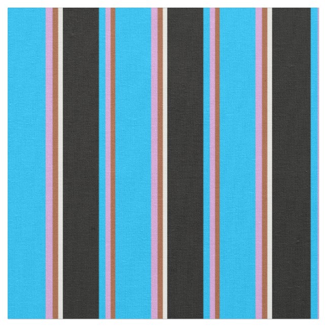Sienna, Plum, Deep Sky Blue, Black & White Coloure Fabric (Close Up)