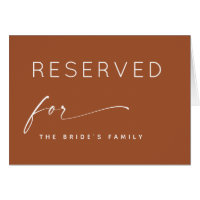 Sienna Reserved Wedding Sign. Warm Terracotta Fall