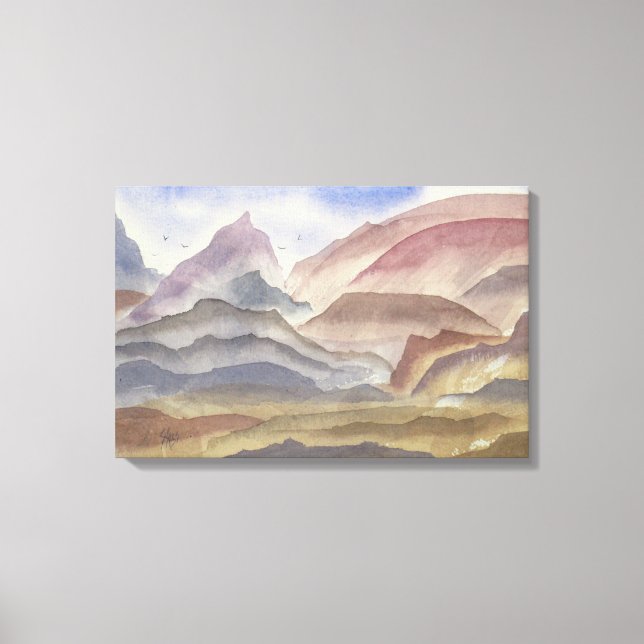 Sienna Ridges Watercolor Landscape Print (Front)