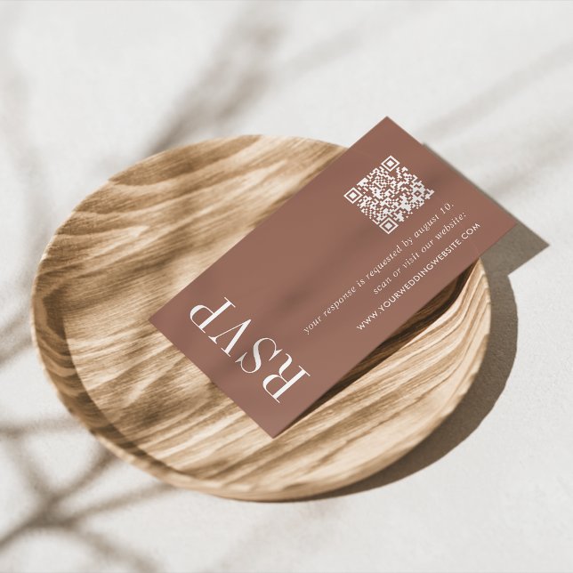 Sienna Rust Wedding QR Code RSVP Enclosure Card (Creator Uploaded)