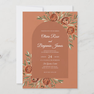 Sienna Rust Wildflower Wedding Invitation