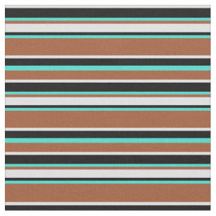 Sienna, Turquoise, Black, and Lavender Stripes Fabric