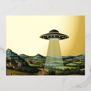 Sienna UFO - Foil Holiday Postcard