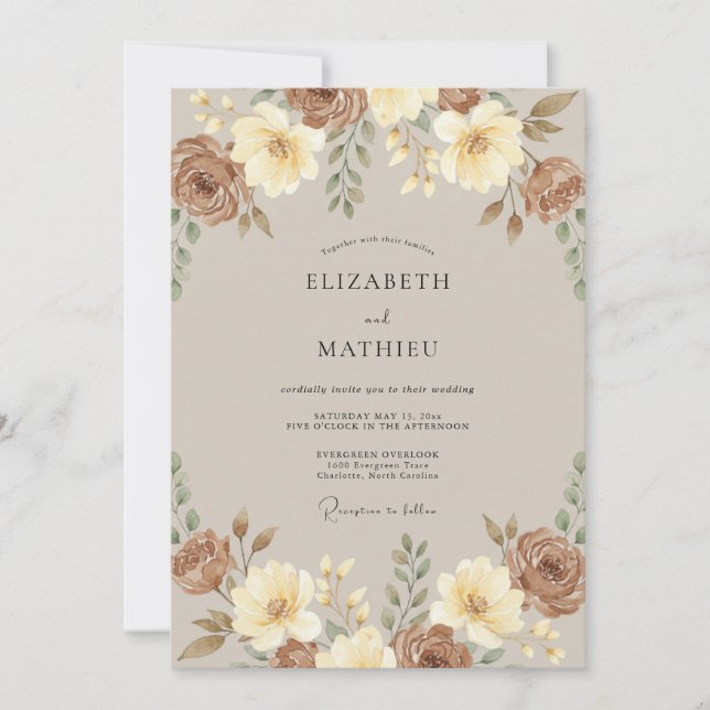 Sienna Warm Bohemian Wedding Invitation (Front)