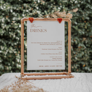 SIENNA Wedding Bar Drink Menu Sign