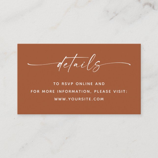 Sienna Wedding Details with QR Code | Terracotta Enclosure Card (Front)