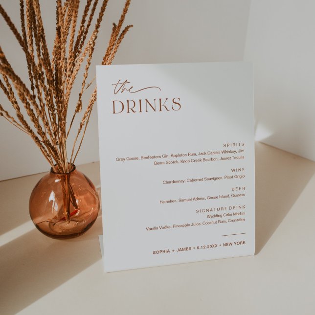 SIENNA Wedding Drink Bar Menu Pedestal Sign (Creator Uploaded)