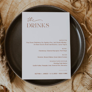 SIENNA Wedding Drink Menu 5x7 Card