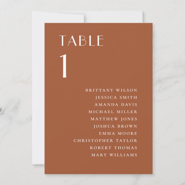 Sienna Wedding Seating Chart | Fall Terracotta Invitation (Front)