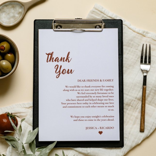 Sienna Wedding table  Thank You Card (Creator Uploaded)