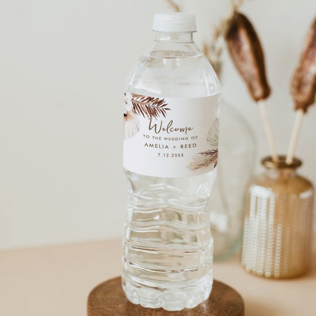 SIERRA Bohemian Wedding Favour  Water Bottle Label (Creator Uploaded)