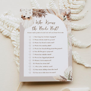 SIERRA Boho Who Knows The Bride Best Bridal Game Invitation