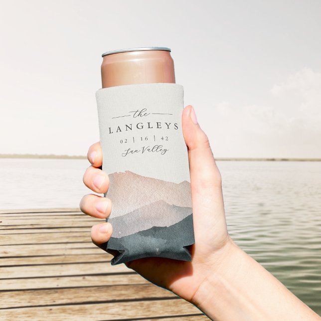 Sierra Dusk | Desert Mountain Sunset Wedding Favou Seltzer Can Cooler (Creator Uploaded)