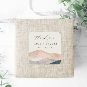 Sierra Dusk Desert Sunset Wedding Thank You Square Sticker