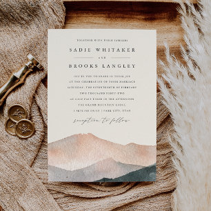 Sierra Dusk   Rustic Southwest Mountain Wedding Invitation