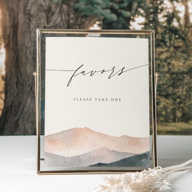Sierra Dusk Watercolor Mountain Favours Sign (Creator Uploaded)