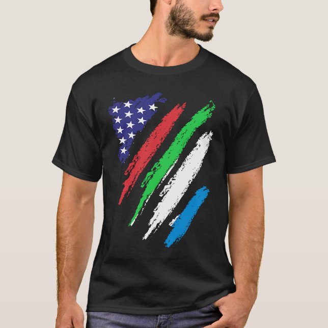 Sierra Leone American Grown Flag USA Patriot Herit T-Shirt (Front)