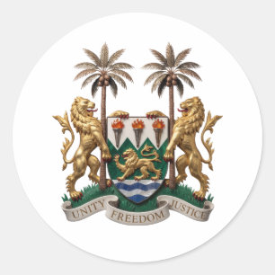Sierra Leone coat arms country flag symbol emblem Classic Round Sticker