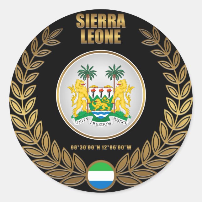 Sierra Leone Coat of Arms Classic Round Sticker (Front)