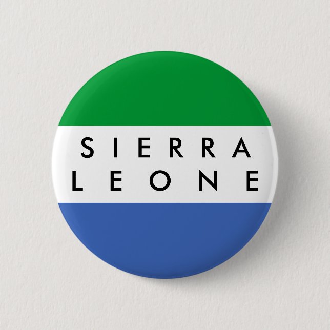 Sierra Leone country flag nation symbol name text 6 Cm Round Badge (Front)