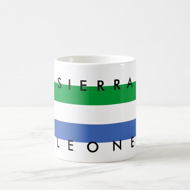 Sierra Leone country flag nation symbol name text Coffee Mug (Center)