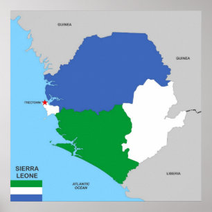sierra leone country political map flag poster