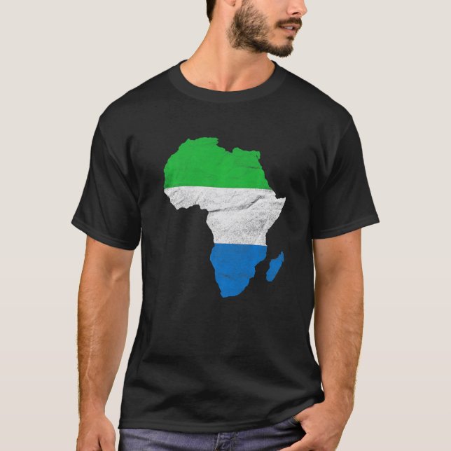 Sierra Leone Flag Africa Continent Silhouette Sier T-Shirt (Front)